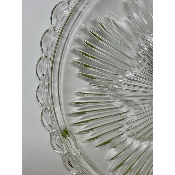 Vintage Indiana Glass Flower Starburst  #3355 Clear Glass Cake Plate 11.5” - Picture 5 of 11